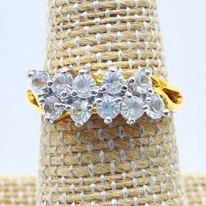 Vintage LADY REMINGTON Gold Tone Clear Rhinestone Cluster Ring